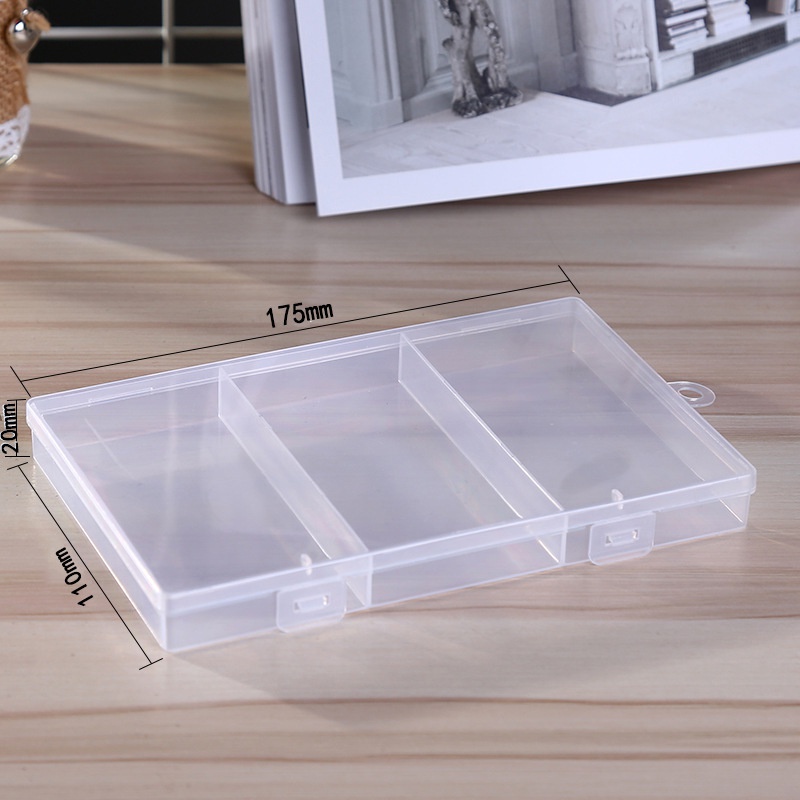 Three Compartment transparent Plastic Empty Box Component Fishing Gear ...