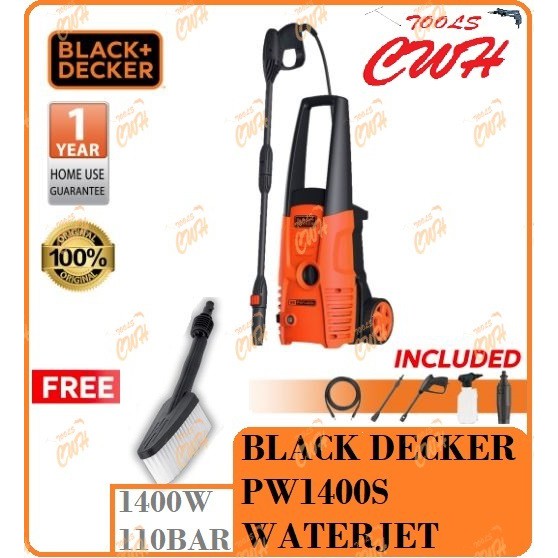 BLACK+DECKER Pressure Washer 1400W 110 BAR (PW1400S) 