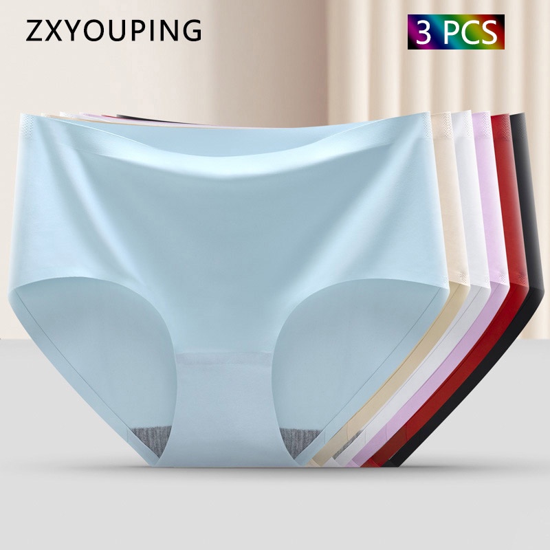 1/3 PCS Ice Silk Panties Seamless Underwear Women M-XXL Plus Size