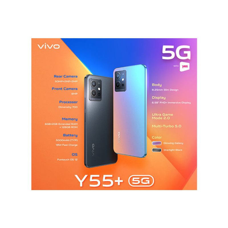 Vivo Y55+ 5G 6+128g New Set Blue Galaxy colour | Shopee Malaysia