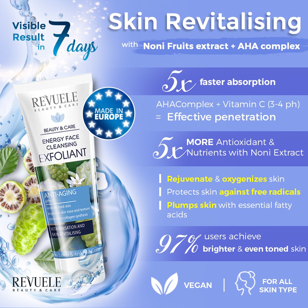 Revuele Energy Face Cleansing Exfoliant with Noni Extract & AHA Fruit
