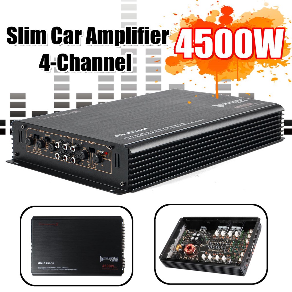 4500W 12V Car Audio Stereo Power Amplifier 4 Channel Class A/B 3D