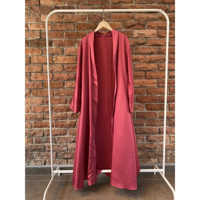 BEST SELLER satin long cardigan in red Shopee Malaysia