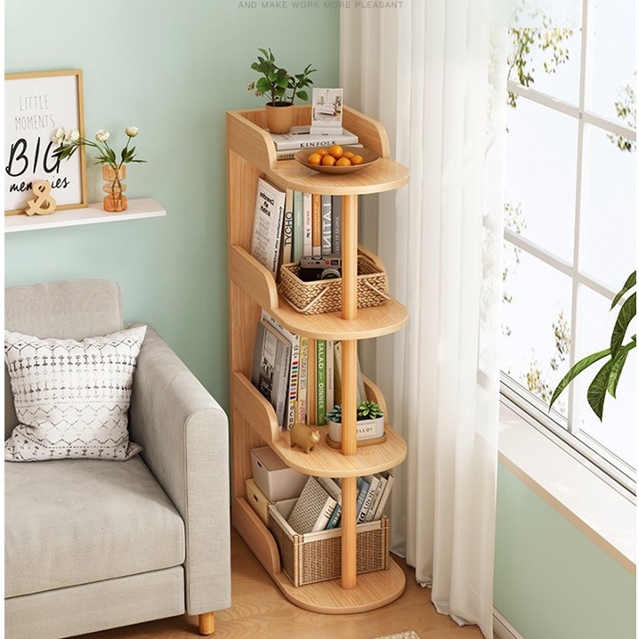 Jexmon 4 Layers Wooden Adjustable Sofa Side Cabinet Side Rack | Shopee ...
