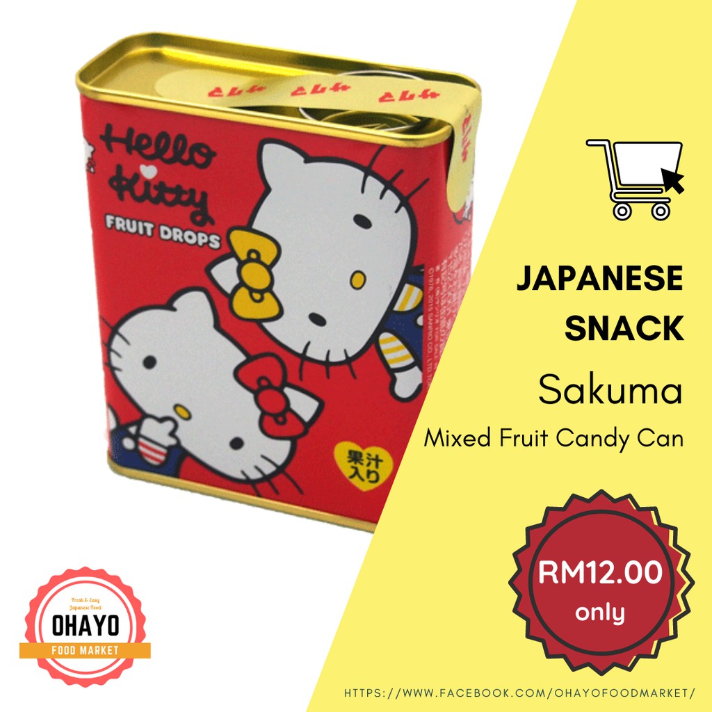 [JAPANESE CANDY] SAKUMA Hello Kitty Mixed Fruit Drop Candy/Sweet Can