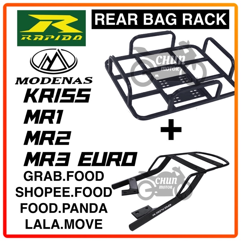 Rapido Monorack+Food Bag Delivery Frame Rack Motorcycle Modenas Kriss ...