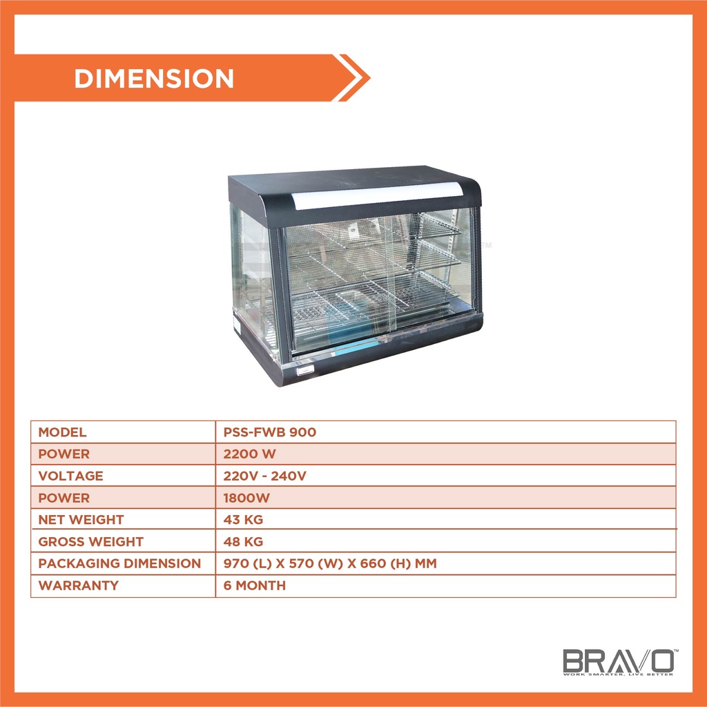 BRAVO Food Warmer Display Pemanas Makanan Warmer Showcase