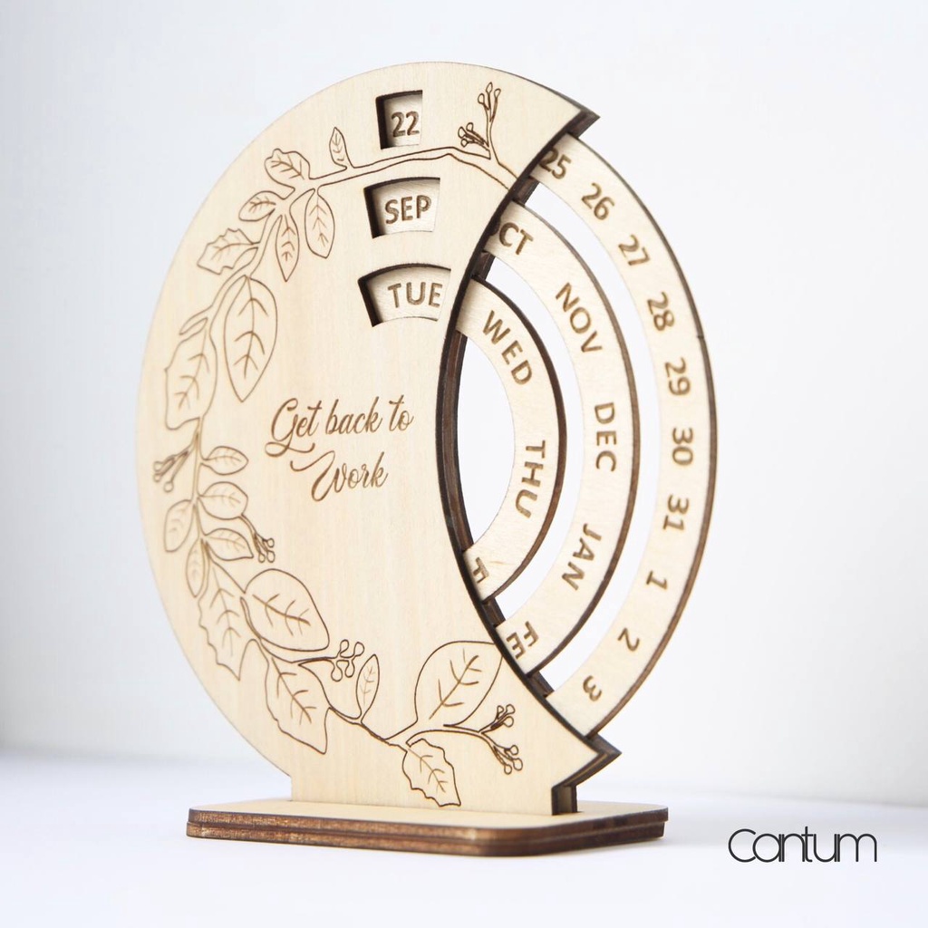 Custom Name Engrave Wooden Perpetual Calendar 2025 , Round Rotatable ...
