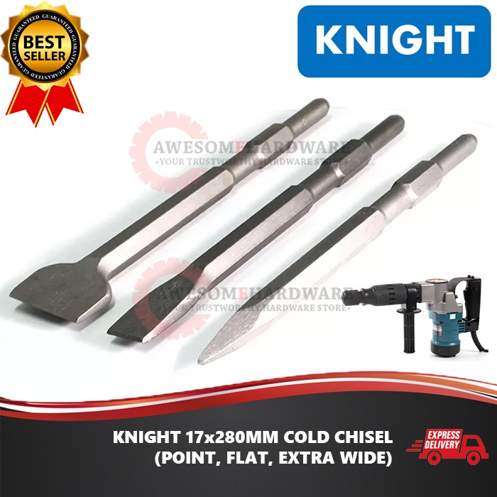 KNIGHT/MOSTAZ/ASUMA 17x280 CHUCK COLD CHISEL BULL POINT FLAT EXTRA WIDE ...