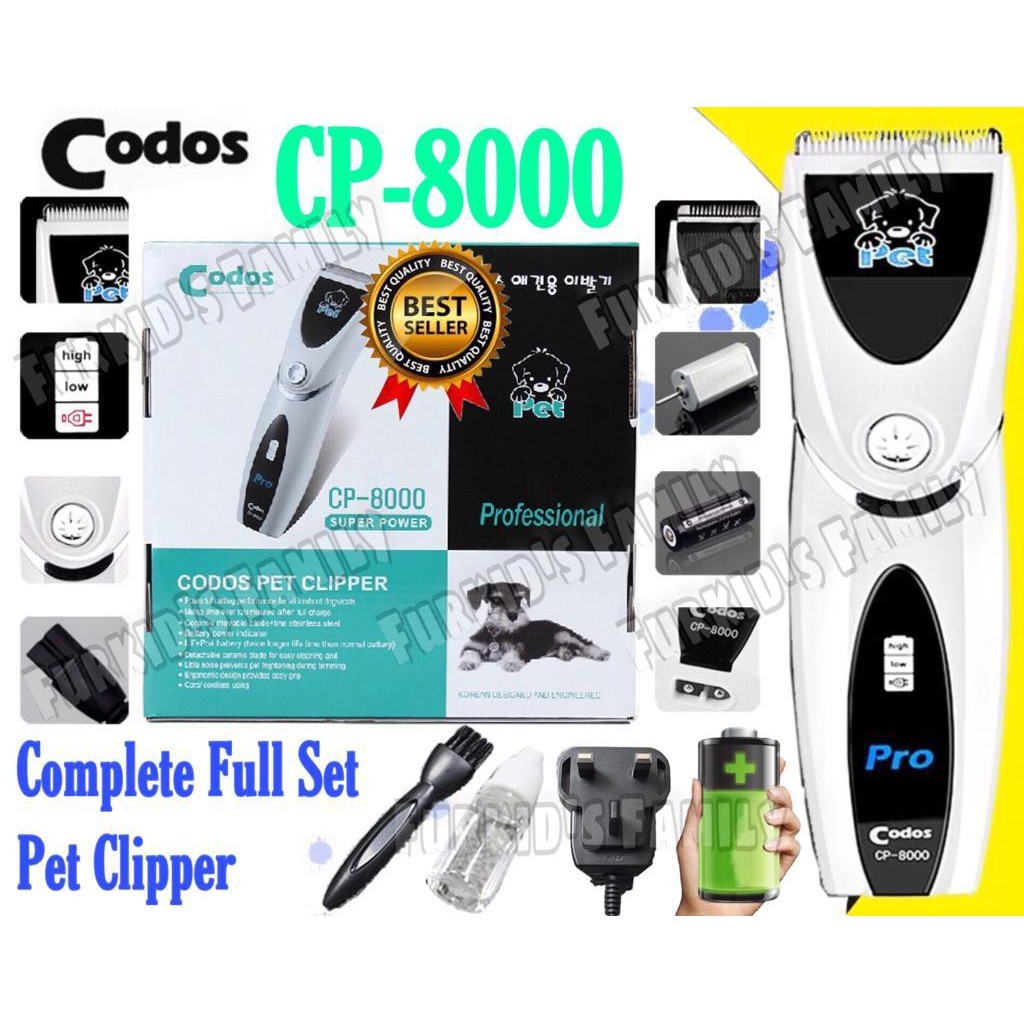 Ready Stock Codos CP 8000 KP 3000 Three Pin Plug Rechargeable Pet Grooming Clipper Shopee Malaysia