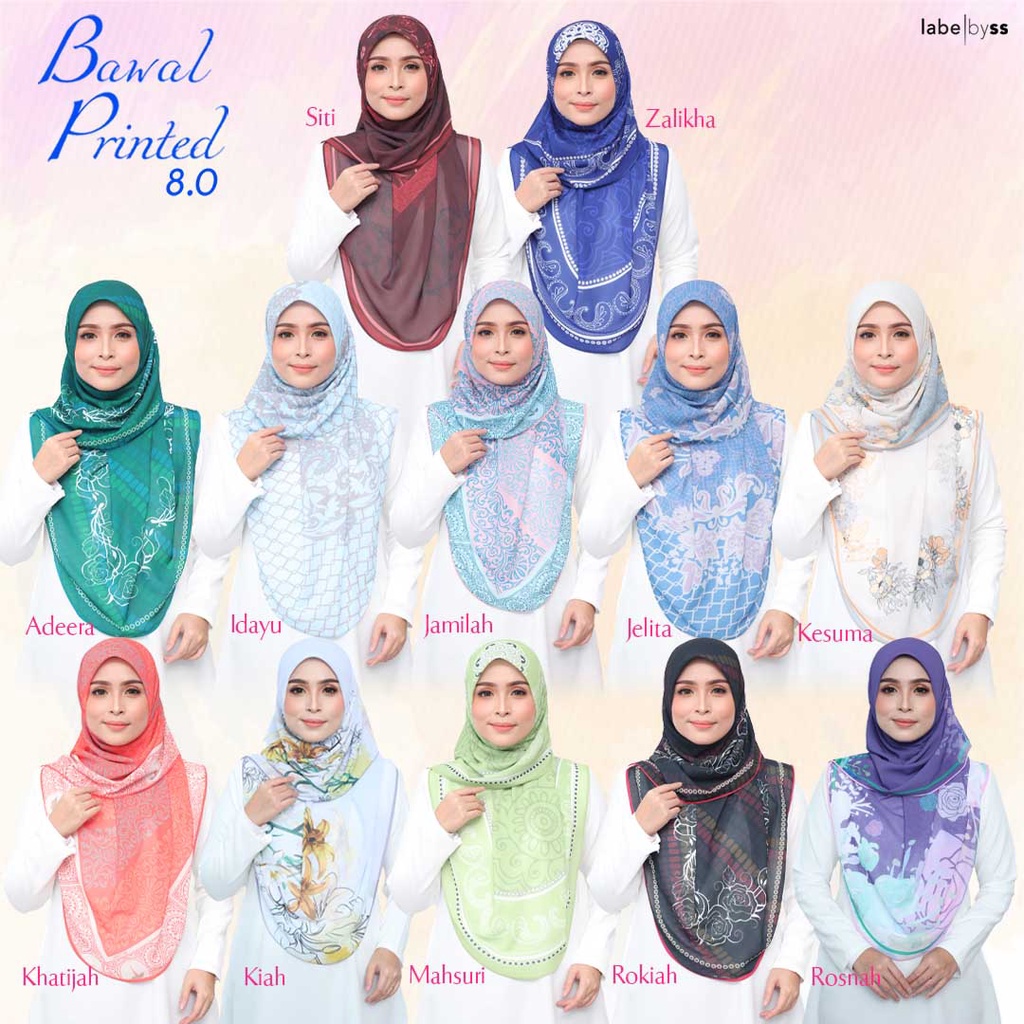 Tudung Bawal Heavy Chiffon Printed 8.0 (Bidang 50 & 55) | Shopee Malaysia