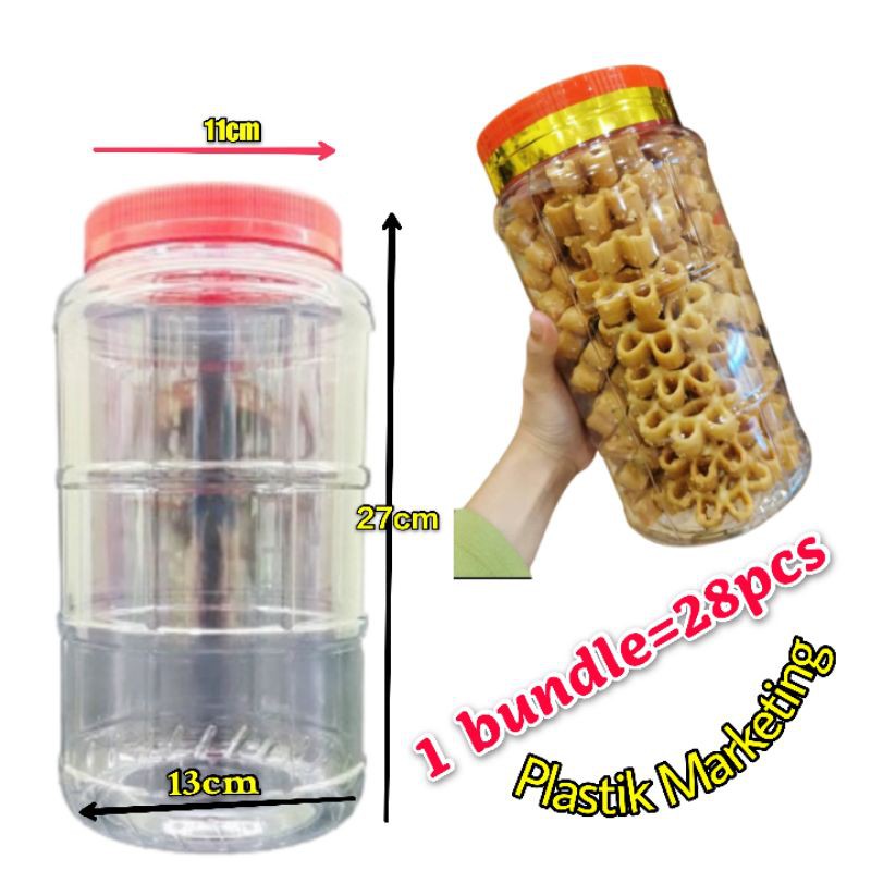 Balang Kuih Raya 28pcs- J3600 alike Nci4060 &amp; Spt46 / 3600ml PET Container / Cookies Jar Plastik Kosong / 红盖饼罐/ 过年饼桶