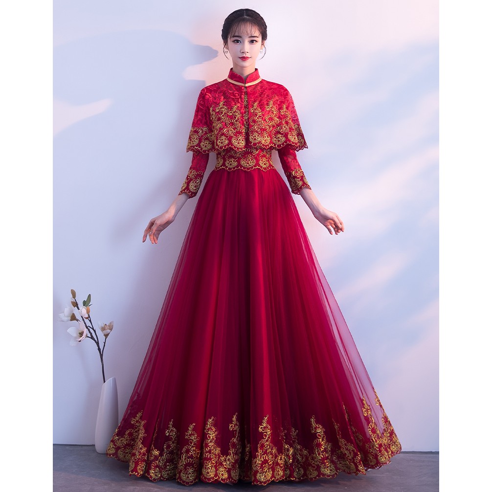 Red silk Vietnamese wedding dress Ao Dai – Gaia