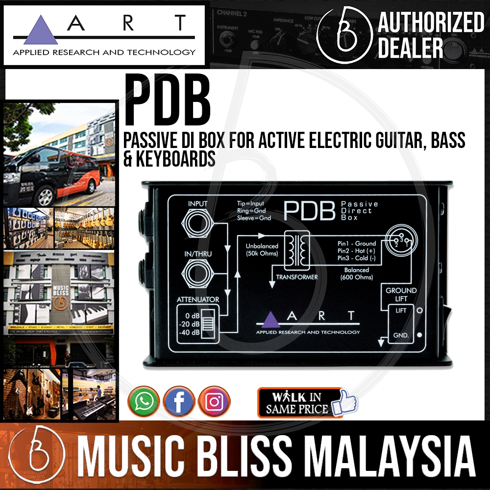 ART pdb Passive DI Box for Active Electric Guitar, Bass & Keyboards