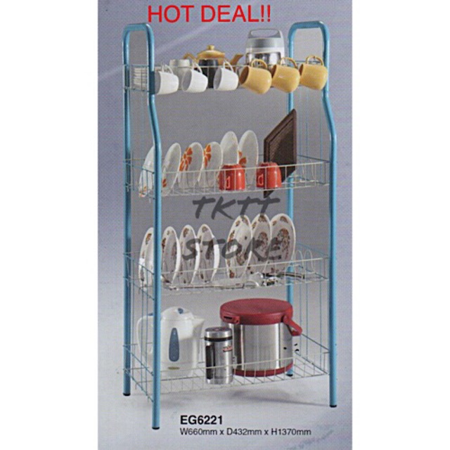 TKTT 3V Ego Dishes Rack Bakery Rack Multipurpose Kitchen Storage Rack ...