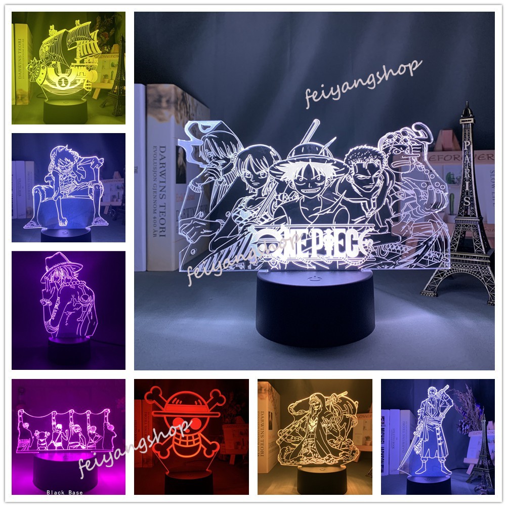 One Piece Monkey D Luffy Figure Night Light Anime ONE PIECE LED Color Changing Bedside Lamp Kids