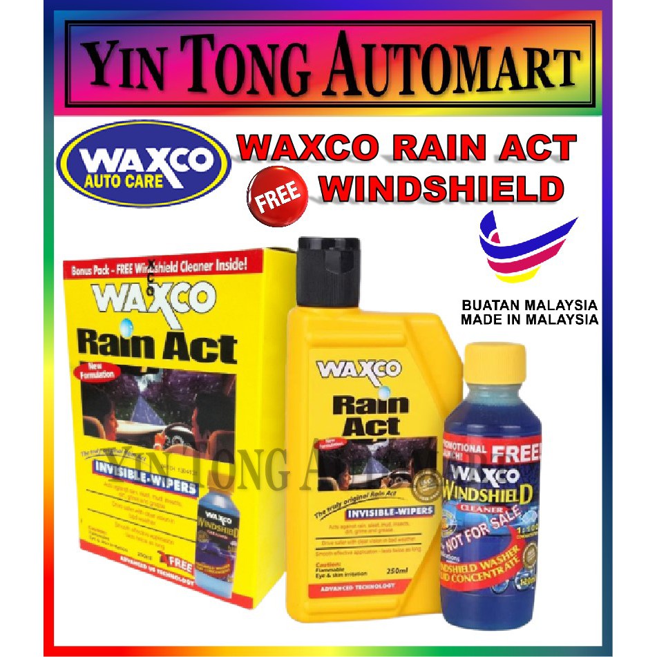 Ready Stock Waxco Rain Act (250ml) + Windshield Cleaner (120ml)