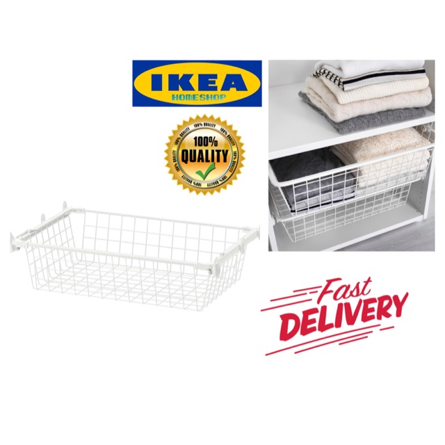 IKEA HJALPA Wire Basket with pull out rails bakul storage wardobe