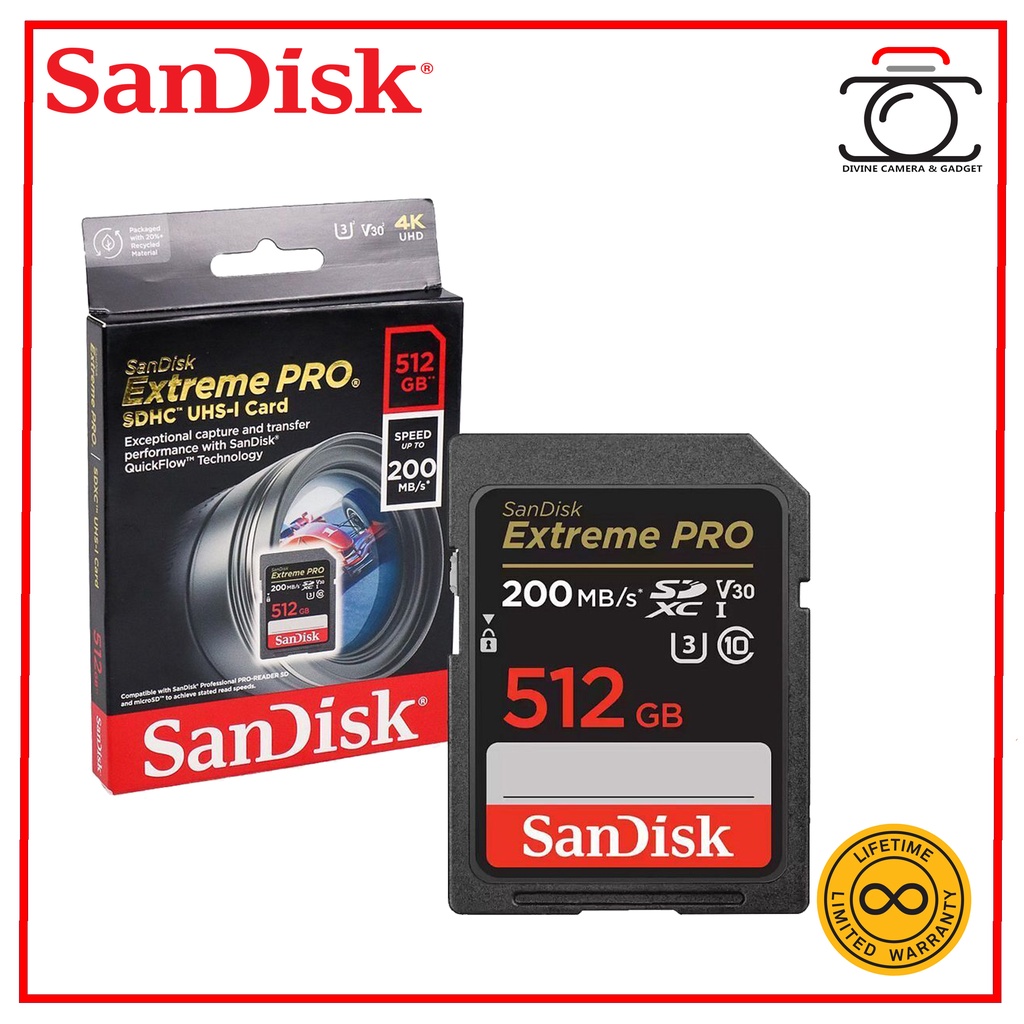 Sandisk 512gb Extreme Pro Sdxc Uhs I Memory Card 200mb S Shopee Malaysia