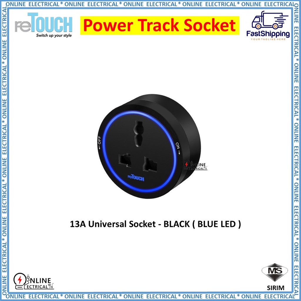 [SIRIM] RETOUCH / MEGAMAN Power Track Switch Socket- 13A Flat Pin ...