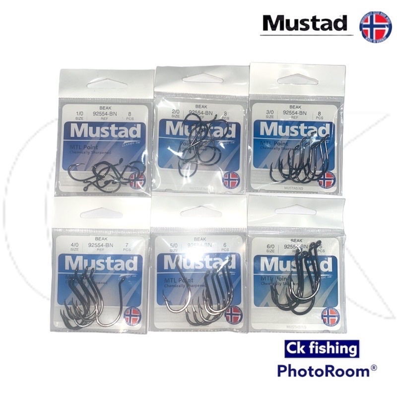 Mustad Beak 92554-BN Size #1 To #6/0 MTL Point Fishing Hook / Mata