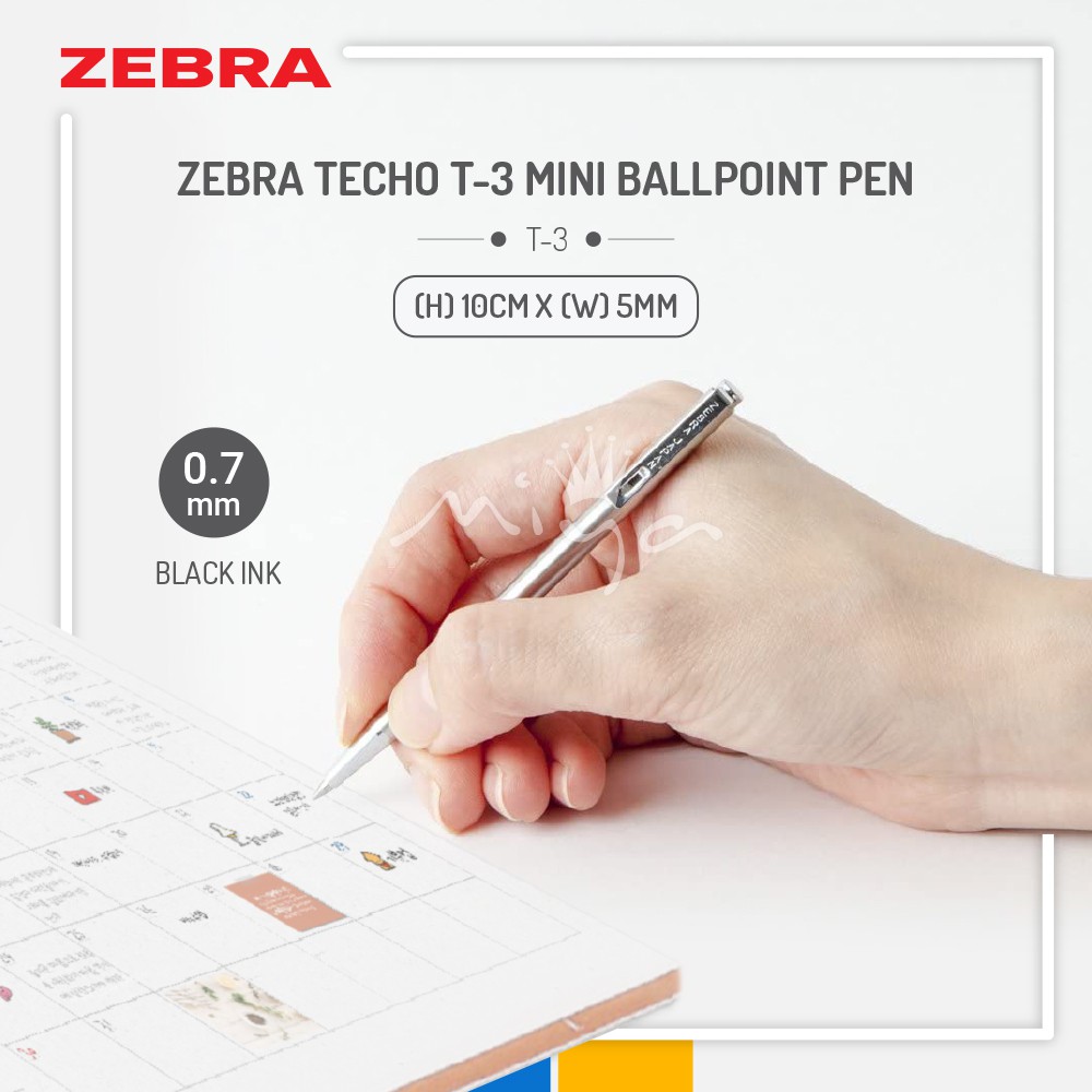 Zebra Techo T3 Mini Ballpoint Pen 0.7 mm Black Ink Shopee Malaysia