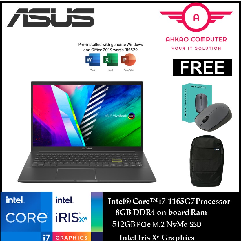 PC Portable ASUS VIVOBOOK K513E 15 Pouces OLED - Intel I3 - Argent (Occasion)