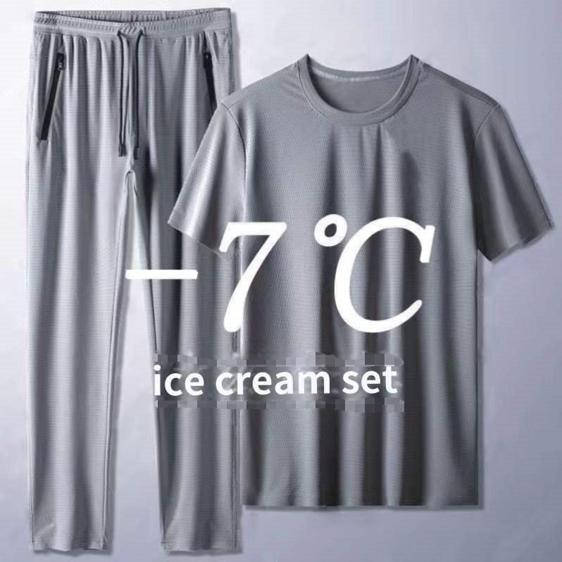 Quickdry Long Pants Ready stock Ice silk shortsleeved suit men's