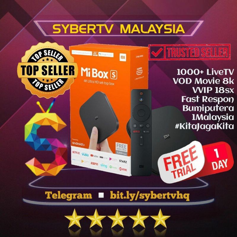 android box Xiaomi MI BOX S + SYBERTV MALAYSIA | Shopee Malaysia