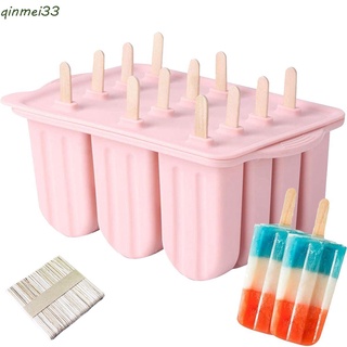 Ice Lolly Moulds,12 Pcs Silicone Ice Popsicle Maker-, Ice Cream Makers with  50 Wooden Popsicle Sticks, 50 Popsicle Bags,12 Reusable Popsicle Sticks,  Funnel,Cleaning Brush Ice Pop Molds (Pink)