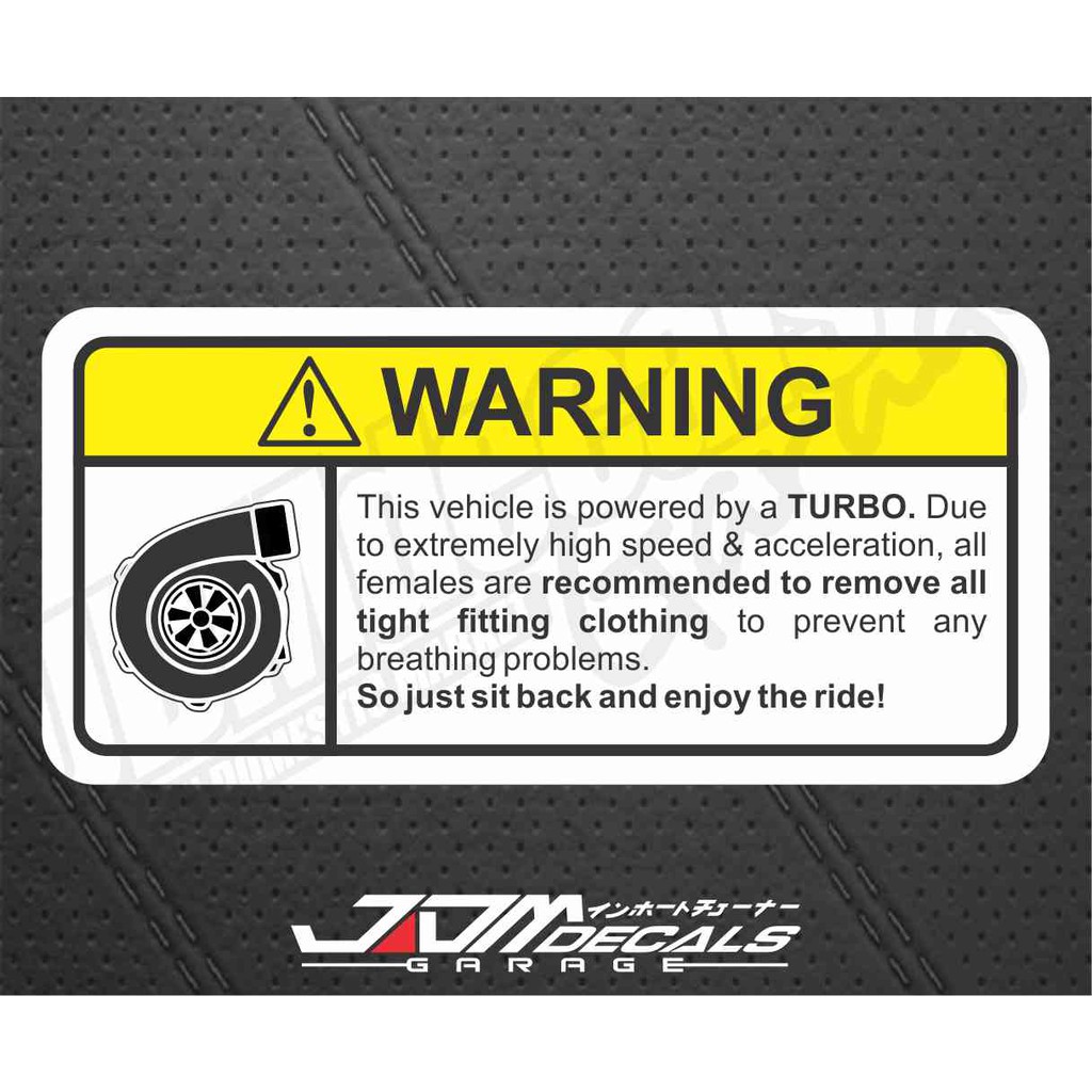 Turbo Warning Decal