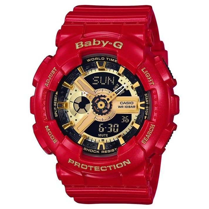 Baby G BA110 Red Gold Baby g shock Jam Baby G Merah Jam tangan