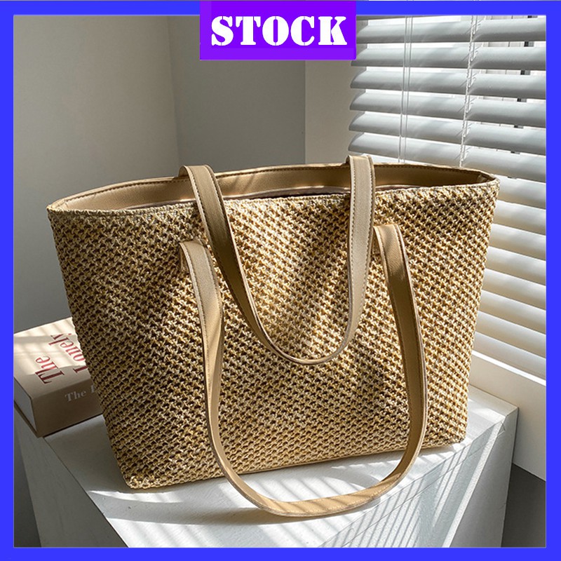 Summer Straw Bag Women Large Capacity Weave Totes Bag Handmade Rattan ...