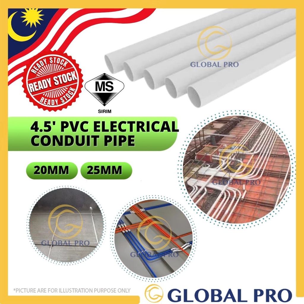 SIRIM 4.5 FEET PVC Electrical Conduit Pipe 20mm 3/4''/25mm 1'' High ...