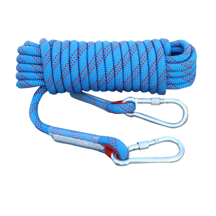 6mm/ 10mm/12mm/ 14mm 10m70m Climbing Rope 2 Hooks Tali Outdoor Safety