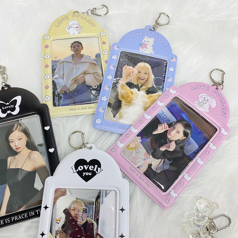 Ins Korean Style Cute Card Holder with Chain Photocard Protector For ...