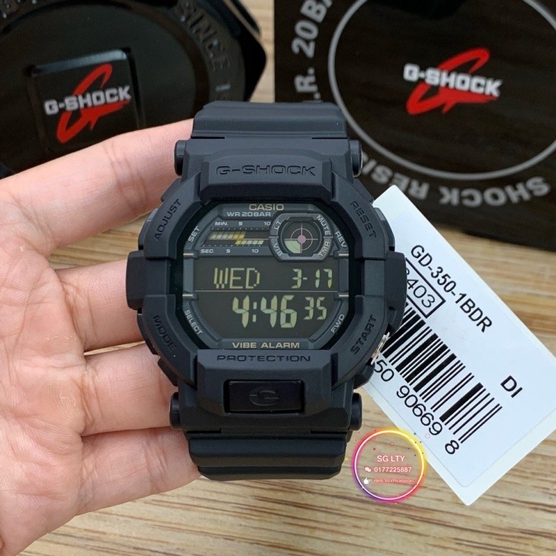 100 ORIGINAL READY STOCK CASIO G SHOCK VIBRATE ALARM GD 350 1B BLACK