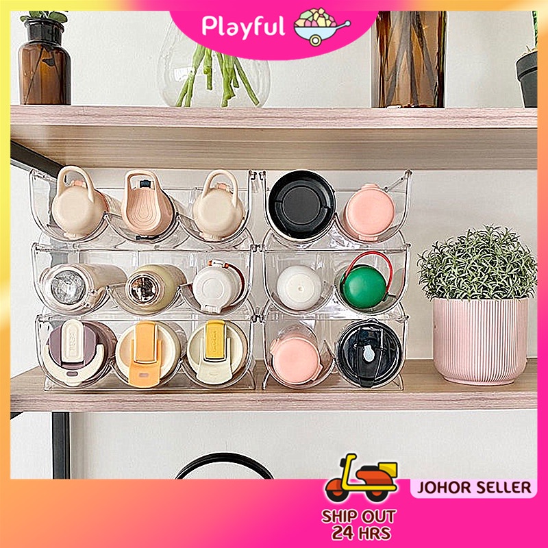 【PLAYFUL】Water Bottle Organizer Stackable Bottle Holder Tumbler ...