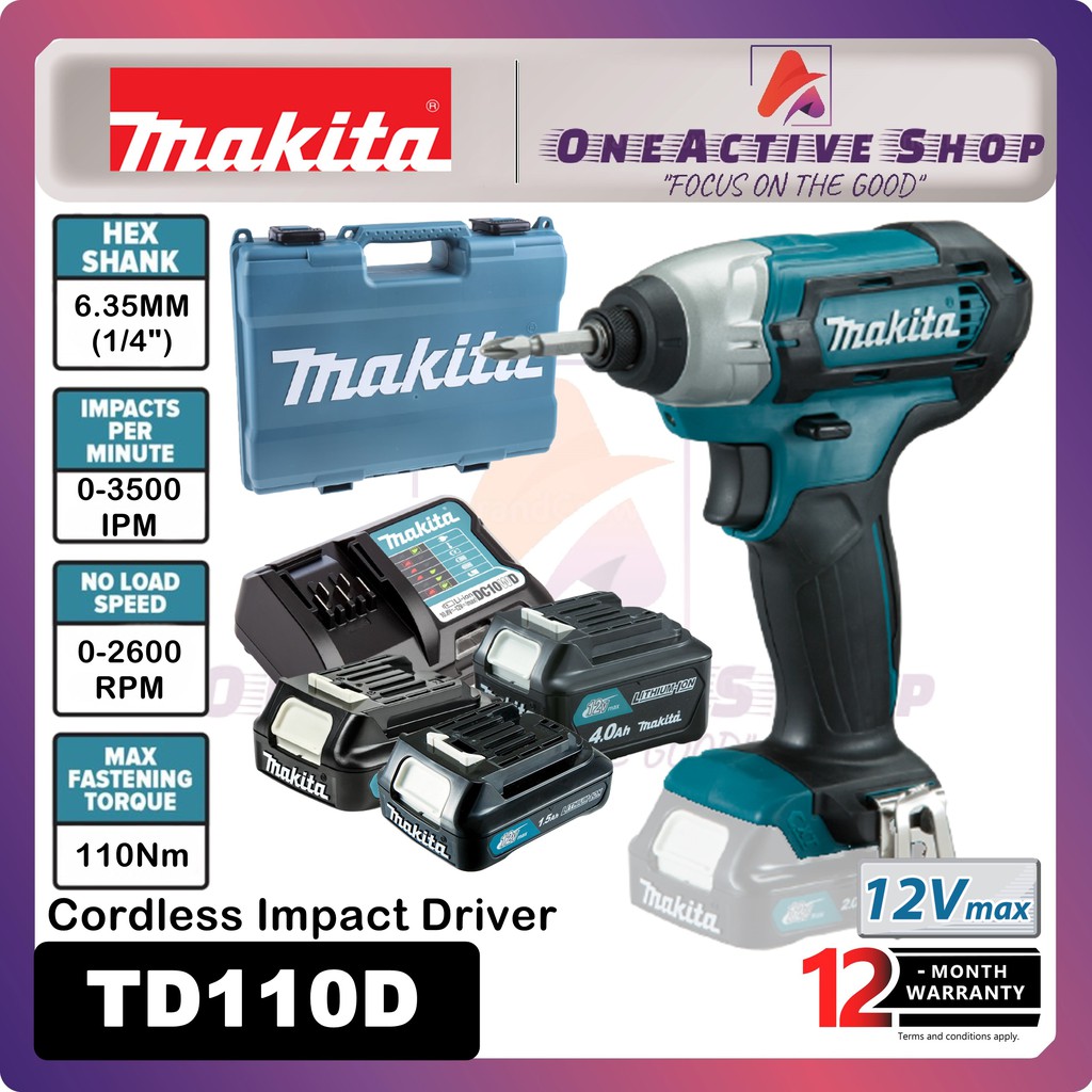 Makita cordless impact driver td110dwye hot sale