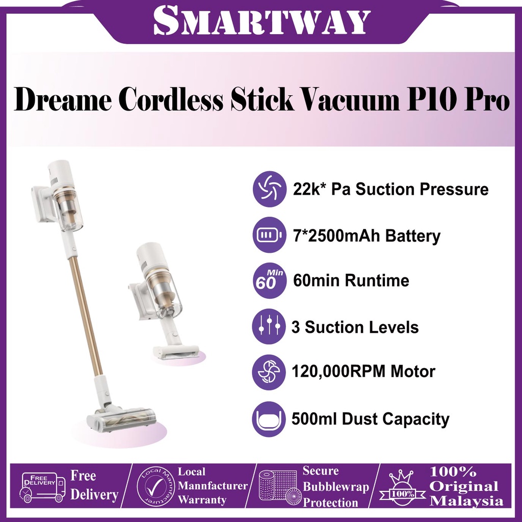 Dreame Cordless Stick Vacuum P10 P10 Pro 2 Year Warranty By Dreame 