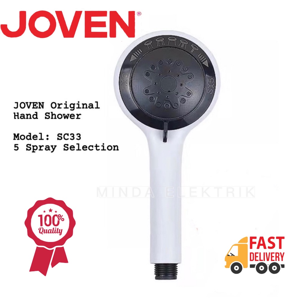 JOVEN Original Water Heater Hand Shower Head with 5 Spray Function