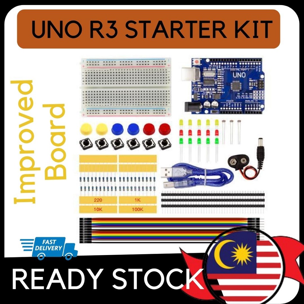 [READY STOCK]UNO R3 Starter Learning Kit R3 Improved Board Kit Simple ...