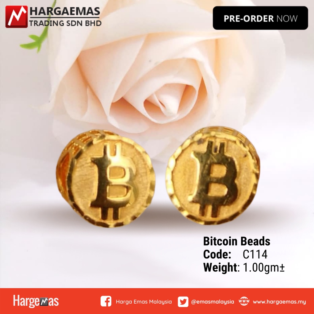Bitcoin Bead C114 916 Pandora Beads Charms Pure Gold Emas Tulen 916 ...