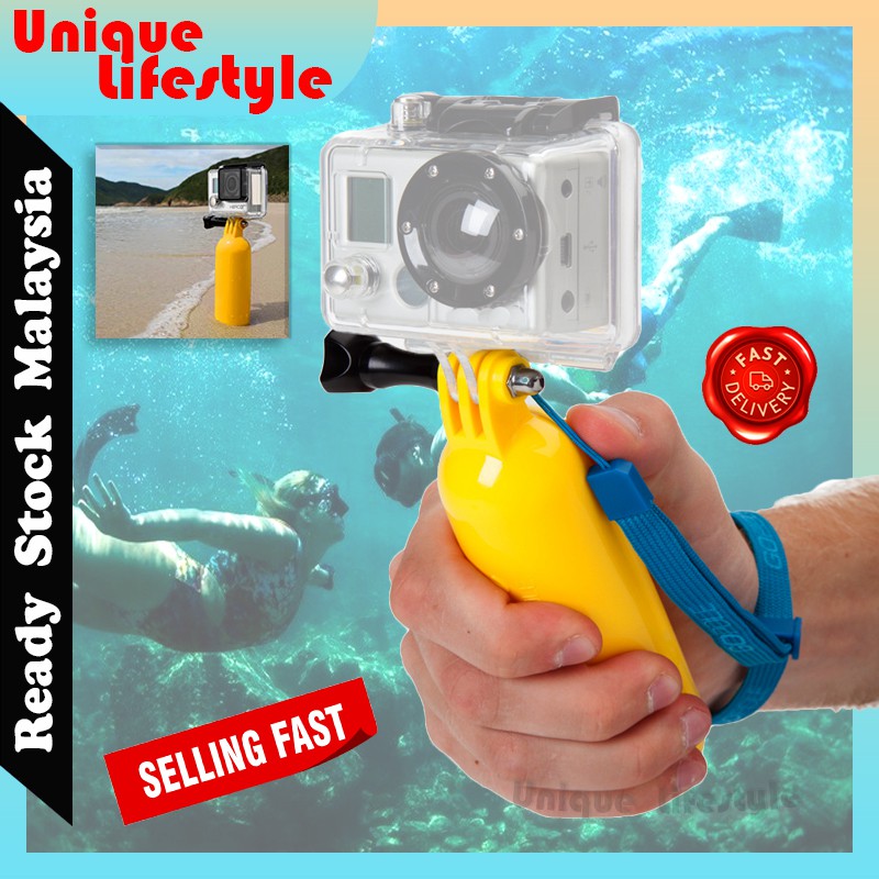 Outdoor Floating Hand Grip Handle Yellow Stick Mount GoPro Hero 8 7 6 5 ...