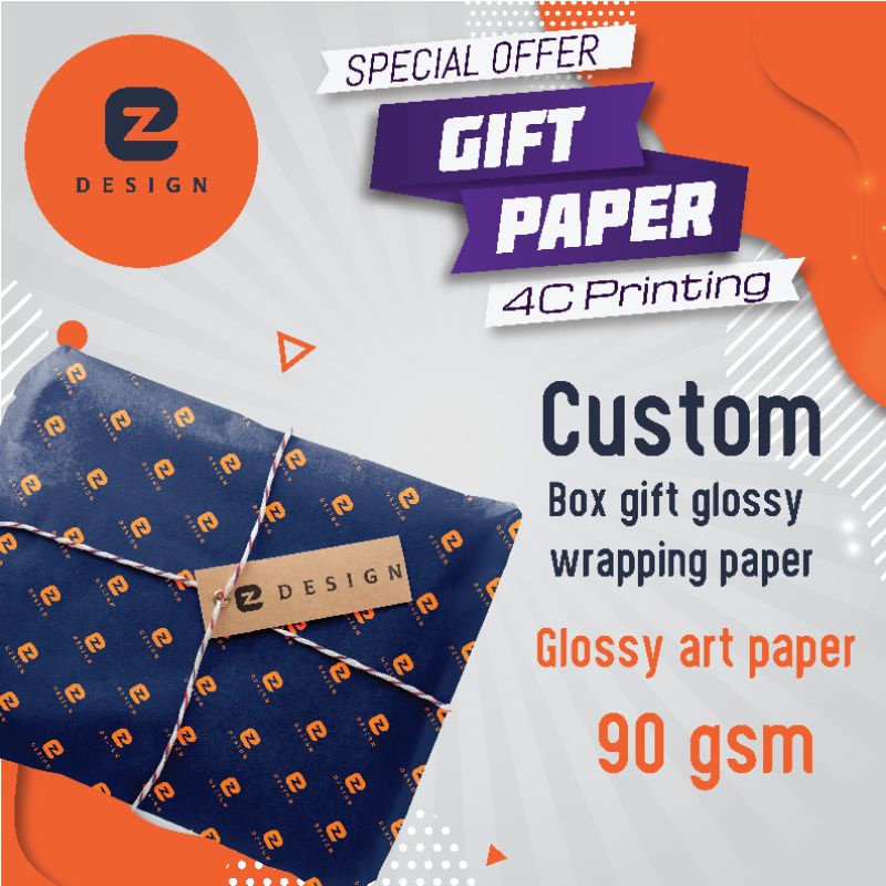 Custom box wrapping paper glossy paper 90gsm gift box wrapping box ...