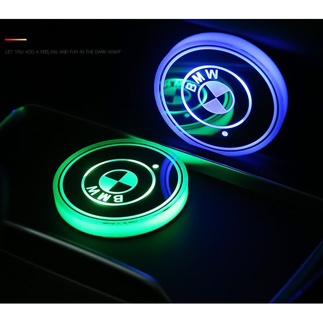 2pcs LED Luminous Coasters Car Cup Holder Lights 7 Colors Car Luminous
