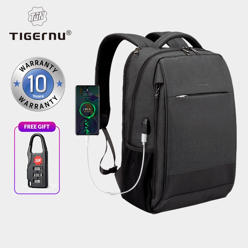 Tigernu Waterproof Men's Fashion Anti Theft Laptop USB Charging Travel ...