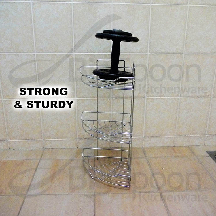 BIGSPOON Chrome Bathroom Corner Tri/Rectangle Rack Shampoo Standing ...