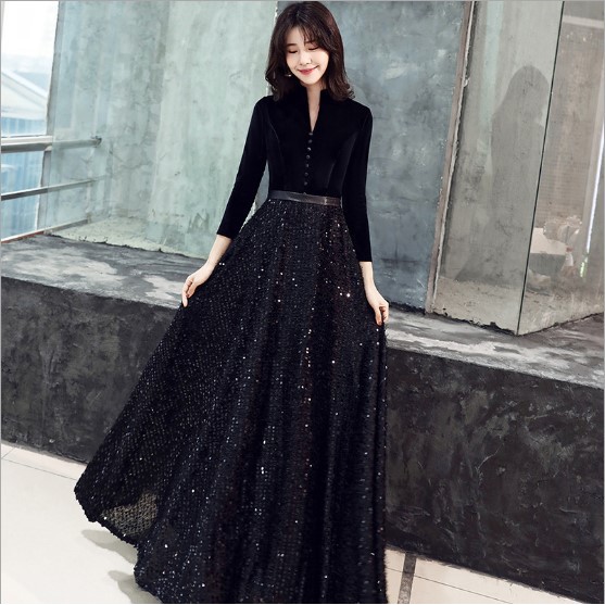 High collar shop evening gown