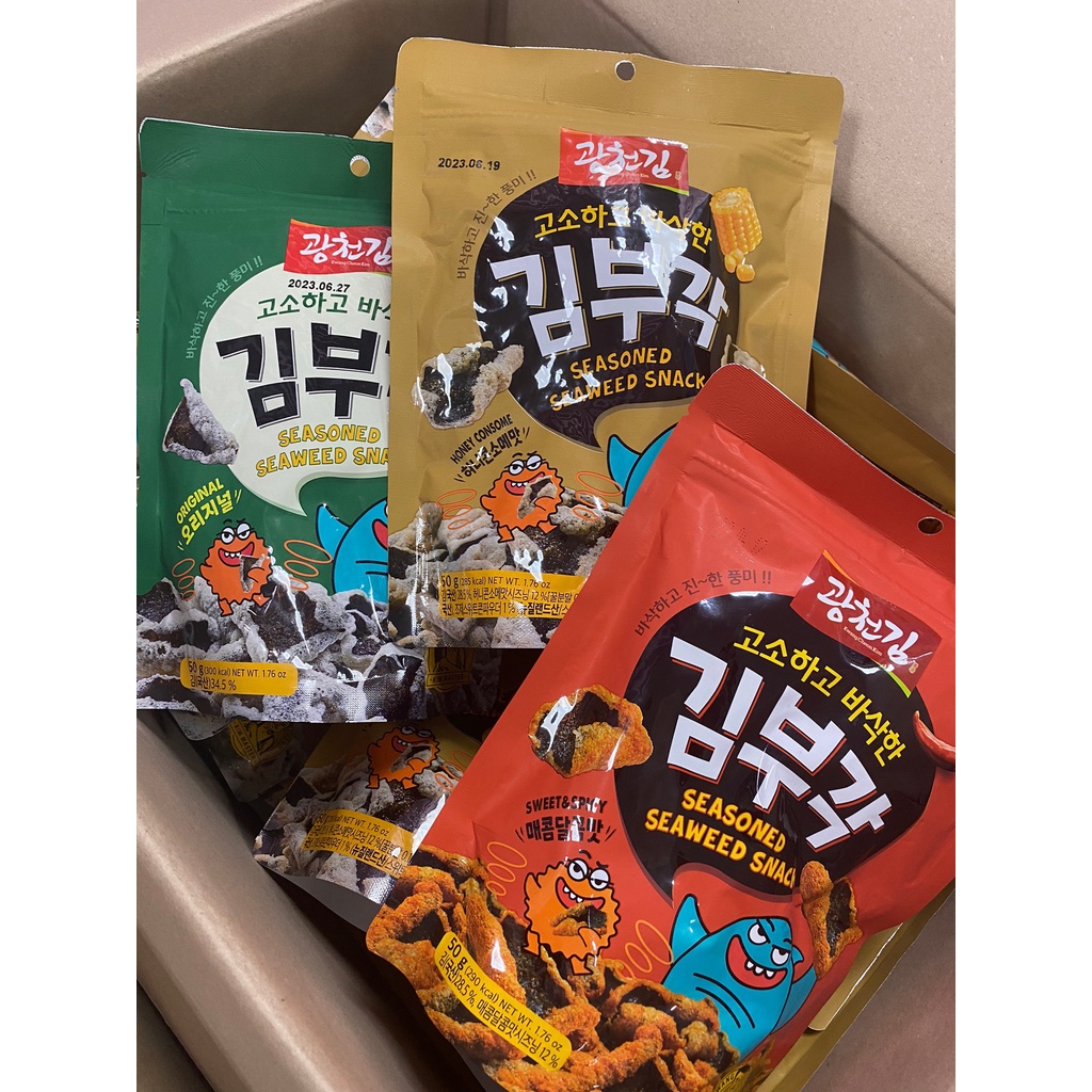 Korea Station Seaweed Chips Sweet Spicy Corn Mustard Cheese Original